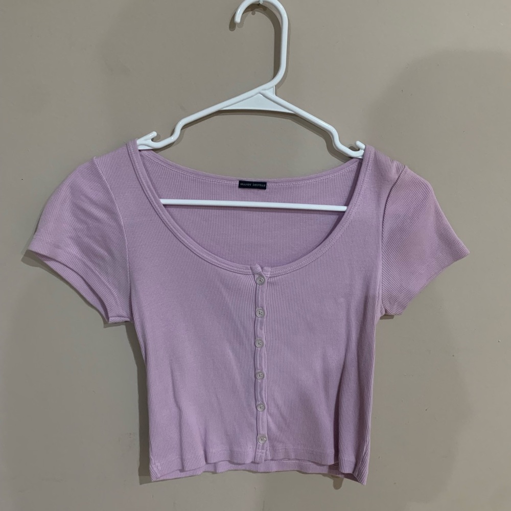 Brandy Melville Button Up Cropped Tee